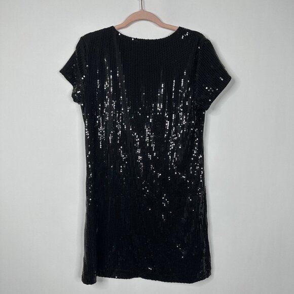 2/$30 tulle Sequin Mini Slip Dress Little Black Dress XL #A0228 TRB2 - Picture 4 of 8